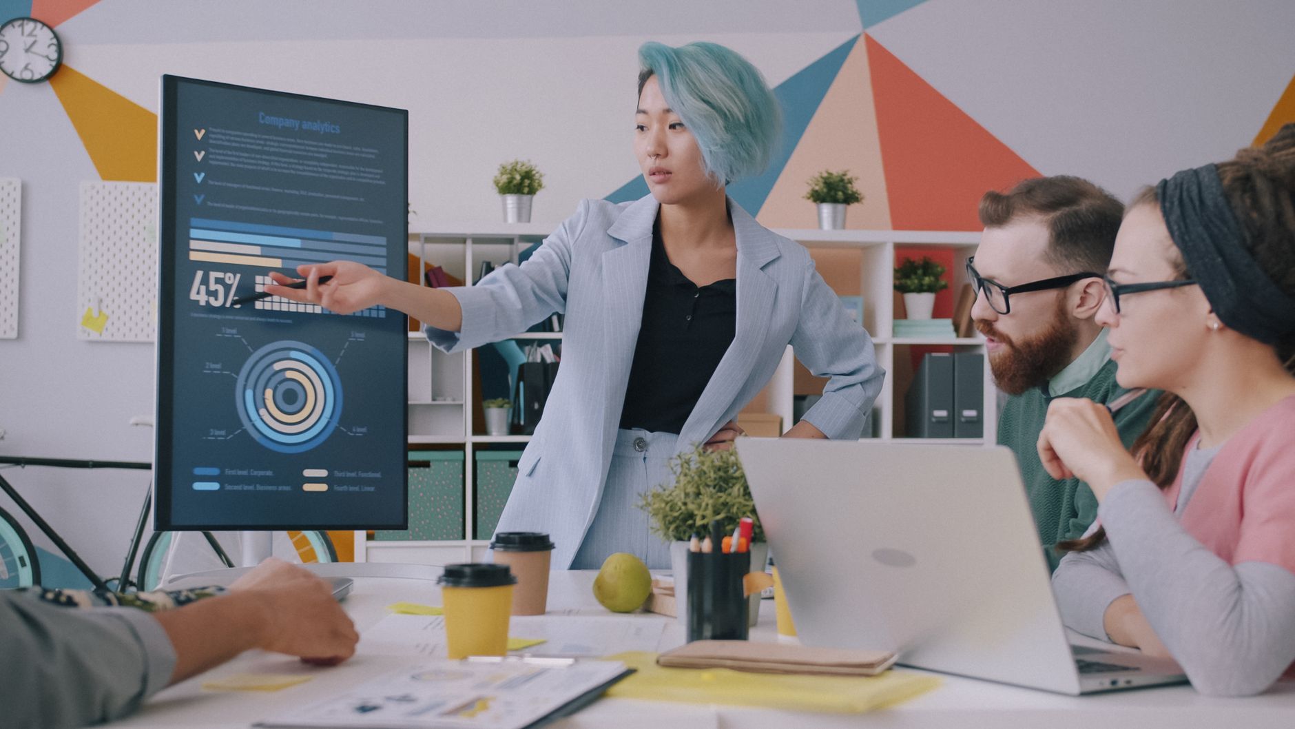 Marketing team using AI SEO strategy tool to review rankings and content performance