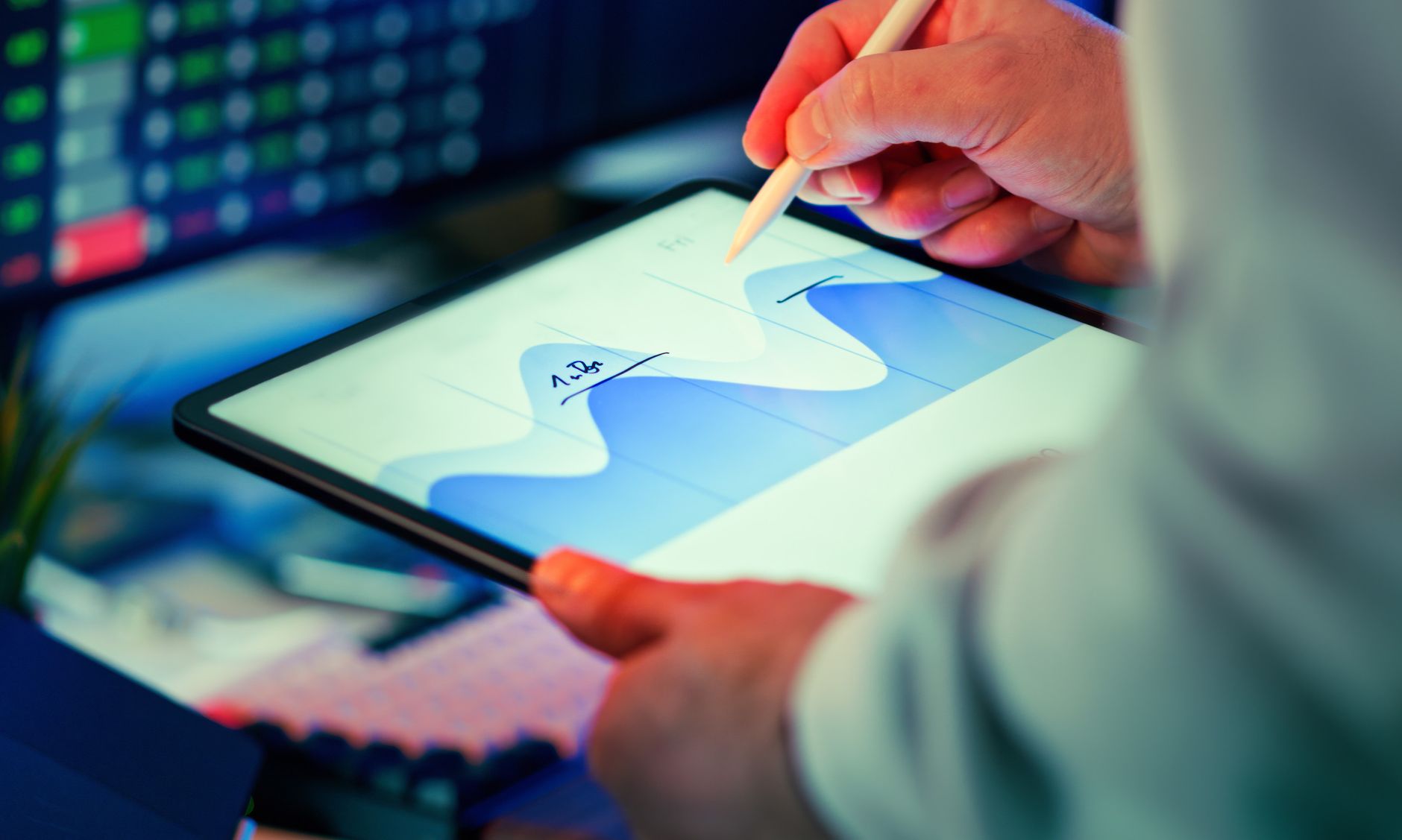 Analyst reviewing competitor social media monitoring dashboard